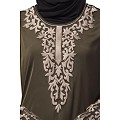A-line abaya with Resham embroidery work- Olive Green
